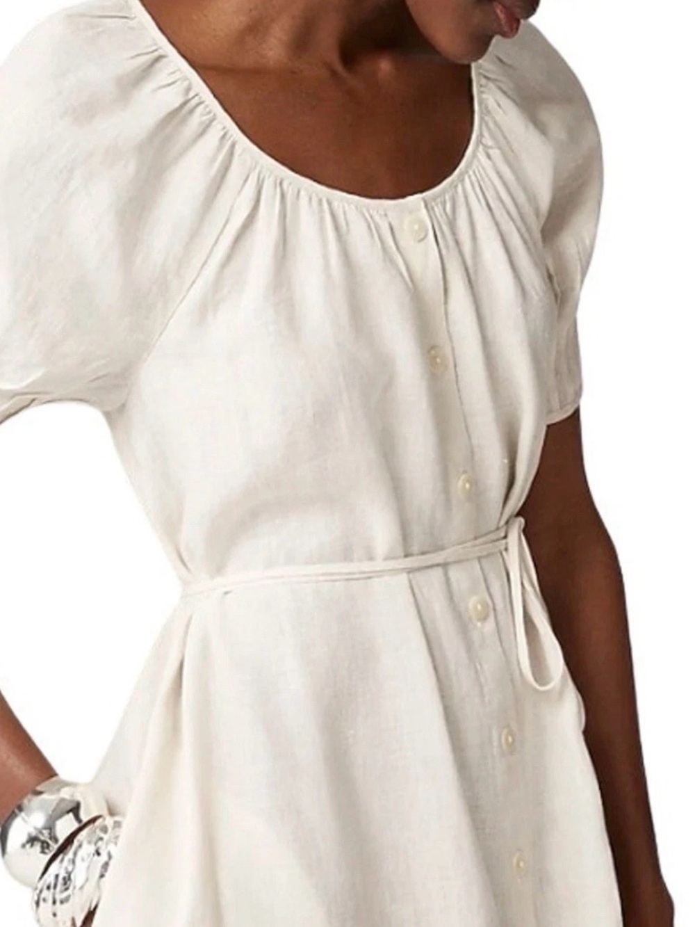 J.Crew 100% Linen Button-Up Midi Dress with Tie Waist Size XL New - Picture 2 of 10